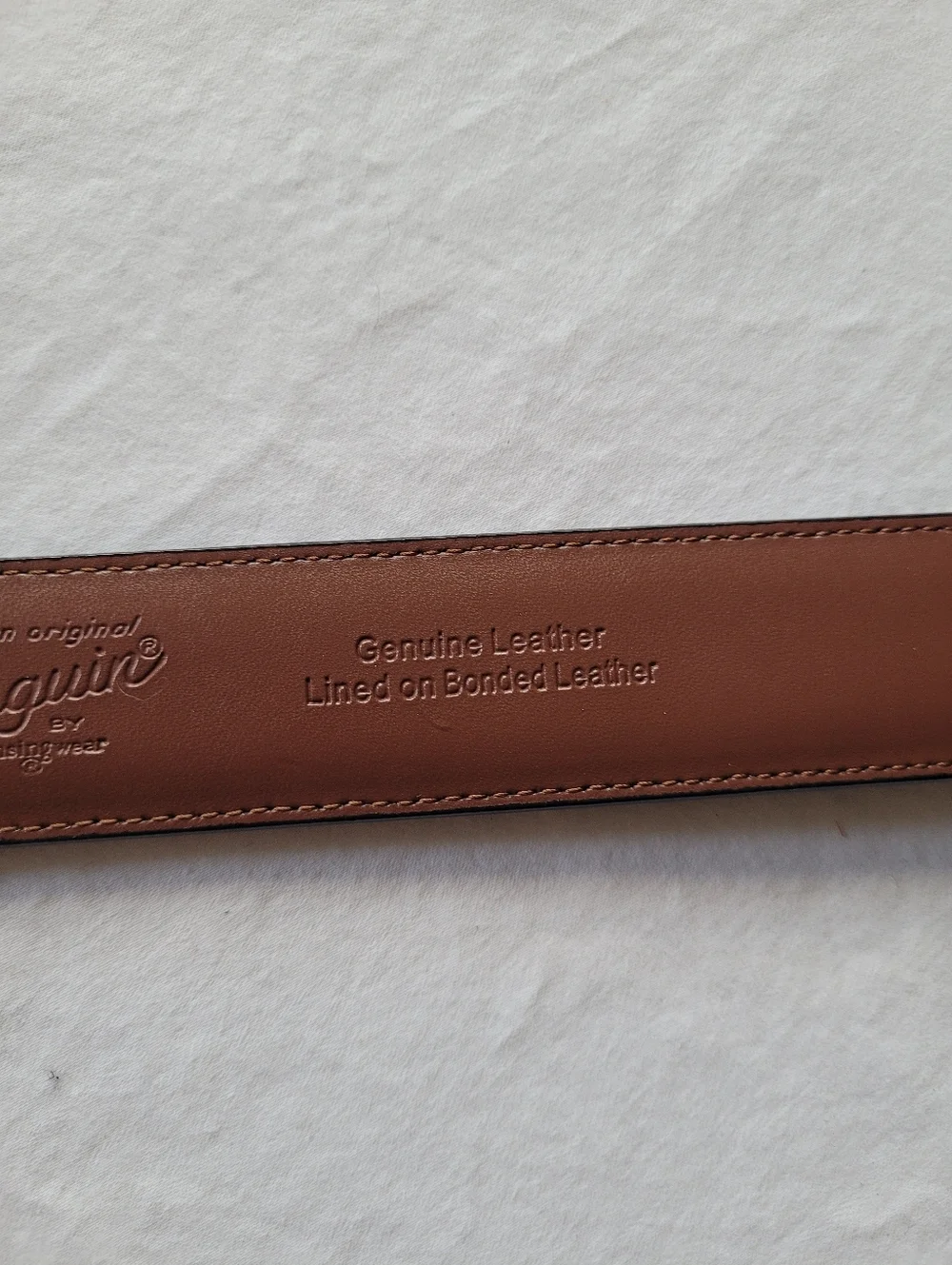 Original Penguin Black and Brown Leather Belt with Silver Buckle Size 38